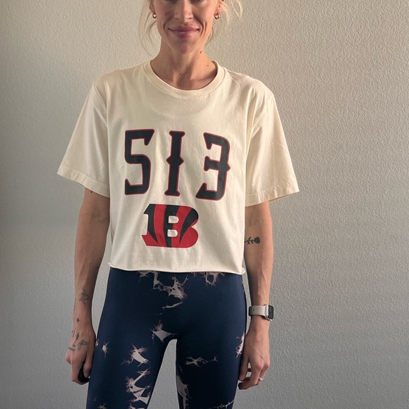 Tops - Cream Graphic T-Shirt with 513 Print Cincinnati Bengals